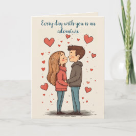 Par och Hearts Valentines day Beige Kort