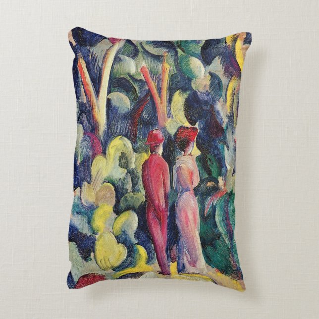 Par på skogsvägen av August Macke Prydnadskudde (Baksidan(Vertikal))