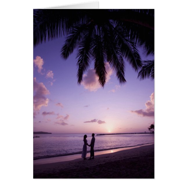 Par på strand, Windjammer Landing, St. Lucia Hälsningskort (Framsidan)