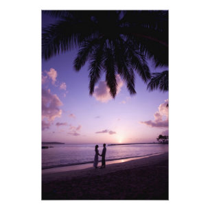 Par på stranden, Windjammer Landing, St. Lucia Fototryck