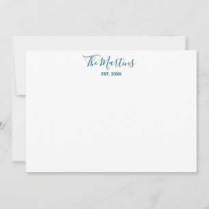 Par Personlig Blue Teal Modern Calligraphy Anteckningskort