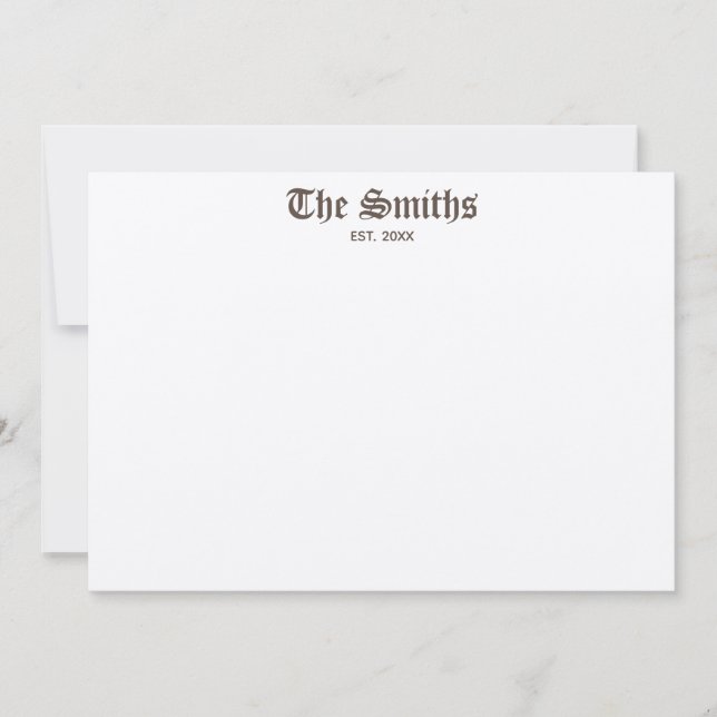 Par Personlig Brown Classical Calligraphy Anteckningskort (Framsida)