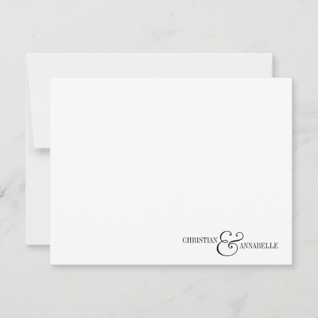 Par Personlig Stationery Black Scallop Anteckningskort (Framsida)