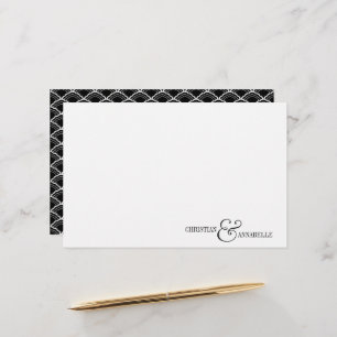 Par Personlig Stationery Black Scallop Brevpapper