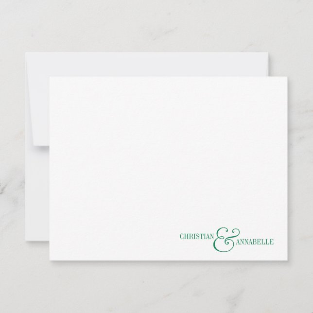 Par Personlig Stationery Grönt Scallop Anteckningskort (Framsida)