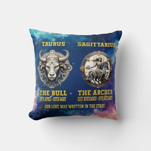 Par Personlig Zodiac Stjärntecken Cushion Kudde (Framsida)