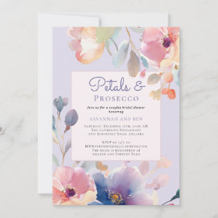 Par Petals och Prosecco Blommigt Möhippa Inbjudningar