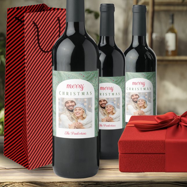 par Photo God jul Vinflaska Etikett (Skapare uppladdad)