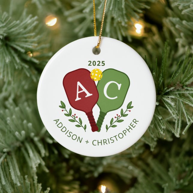 Par Photo Pickleball-julprydnad Julgransprydnad Keramik (Träd)