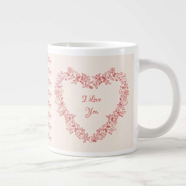 par Red Heart-Eleganten Modern Valentines day Jumbo Mugg (Höger)