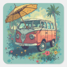 Par resbil fyrkantigt klistermärke