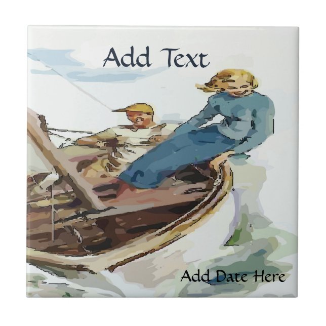 Par Sailing Tile, holländska, Personalize Kakelplatta (Framsidan)