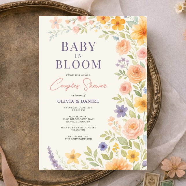 Par Shower Baby In Bloom Vild Blomma Blommig Inbjudningar (Skapare uppladdad)