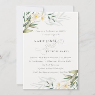 Par Shower Blommigt för Rustic White Greenery  Inb Tack Kort