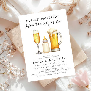 Par Shower Bubbles & Brews Innan Baby förfaller Inbjudningar