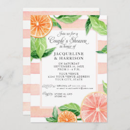 Par Shower Citrus Rosa Grapefruit Watercolor Inbjudningar