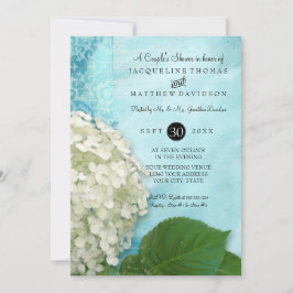 Par Shower Damask White Hydrangea Bröllop Inbjudningar