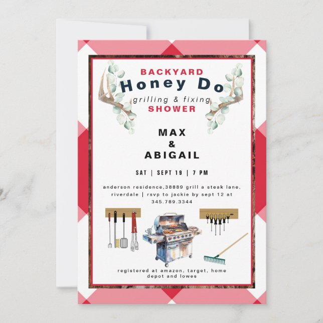 Par Shower för Red Grilling & Fixlers Inbjudningar (Framsida)