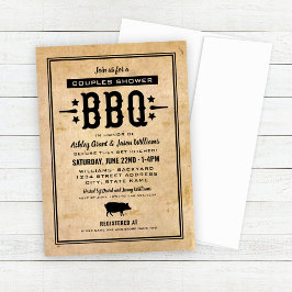 Par Shower för Rustic Tan BBQ Bröllop Inbjudningar