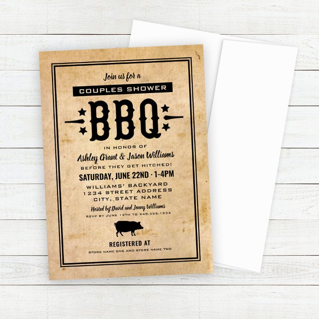 Par Shower för Rustic Tan BBQ Bröllop Inbjudningar (Skapare uppladdad)