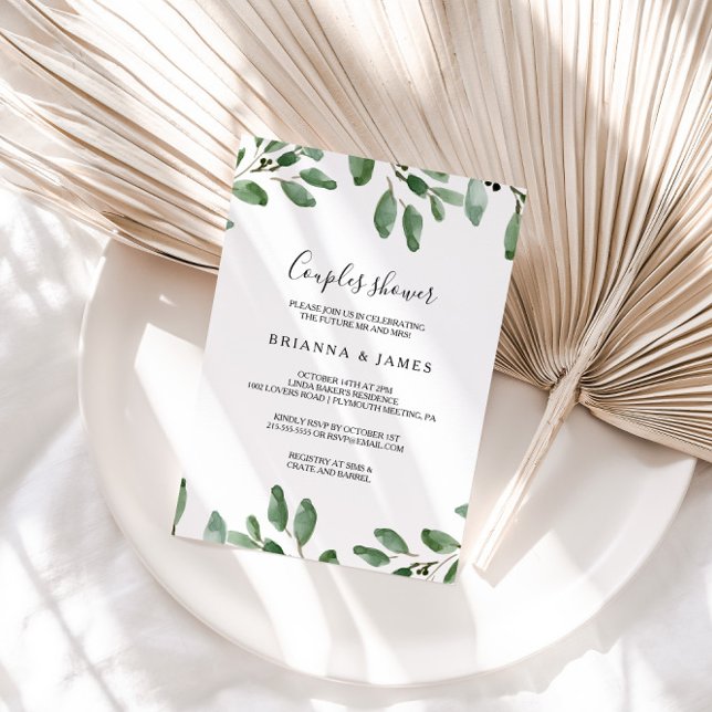 Par Shower för Tropical Eucalyptus sommar Greenery Inbjudningar (Skapare uppladdad)