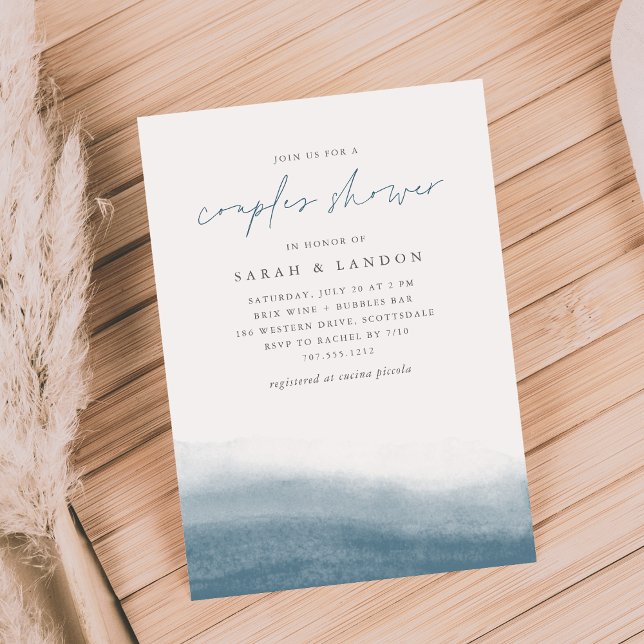 Par Shower för vattenfärgen vid kustvattenfärgen L Inbjudningar (Skapare uppladdad)