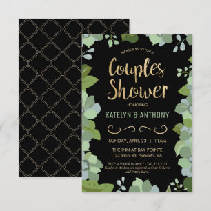 Par Shower Inbjudan - Guld, Elegant, anpassad