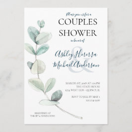 Par Shower Inbjudan i Modern Watercolor Eucalyptus