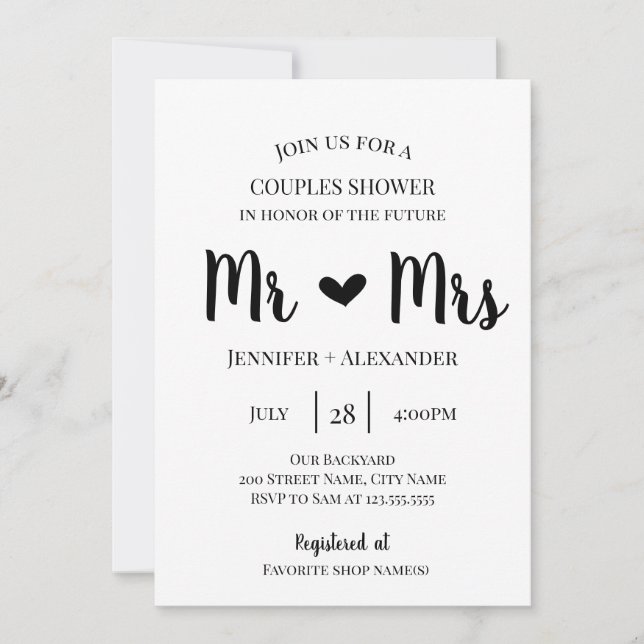 Par Shower Inbjudningar (Framsida)