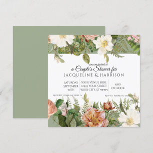 Par Shower   Mint Sage Grönt Ivory Ro Blommigt Inbjudningar