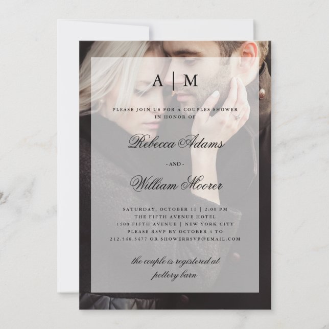 Par Shower Photo-inbjudan med övertäckning Inbjudningar (Framsida)