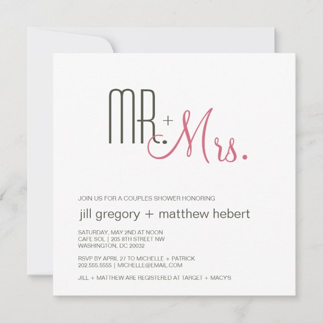 Par Shower Retro Modern i mitten av århundradet Inbjudningar (Framsida)