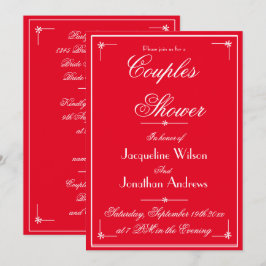 Par Shower Romantic Red Namn OSA Shower Inbjudningar