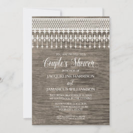 Par Shower Rustic Wooden Board Snöre Typography Inbjudningar