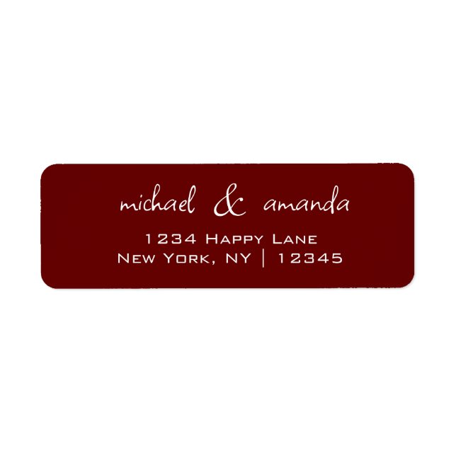 Par Simple Minimal Informal Avslappnad Mörk Red Returadress Etikett (Framsidan)