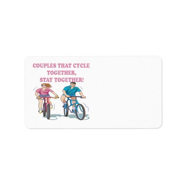 Par som cyklar tillsammans adressetikett (Framsidan)