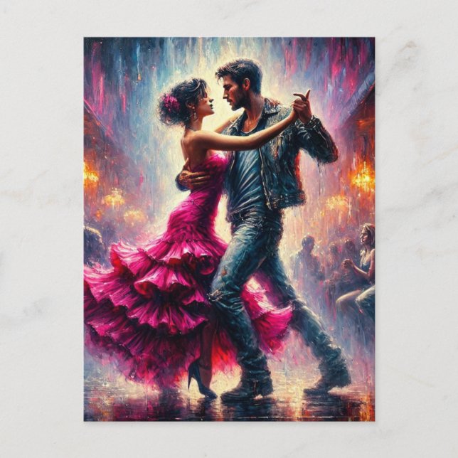 Par som dansar på en nattklubb vykort (Framsida)