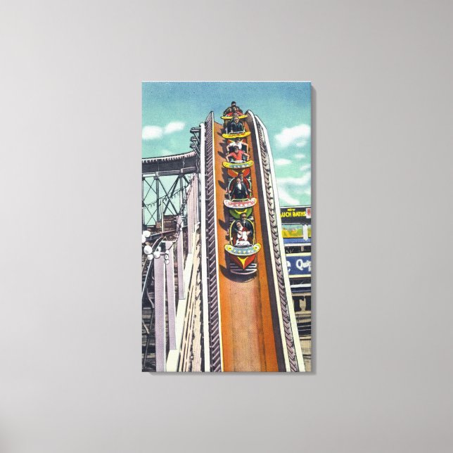 Par som går ner på flygturnstranden canvastryck (Framsida)