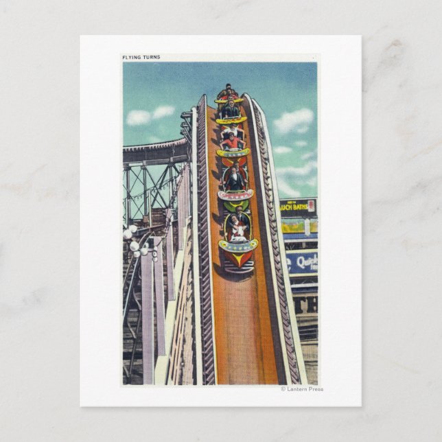 Par som går ner på flygturnstranden vykort (Framsida)