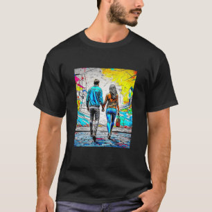 Par som håller hand Urban gatukonst T Shirt