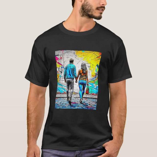 Par som håller hand Urban gatukonst T Shirt (Framsida)