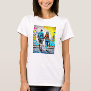 Par som håller hand Urban gatukonst T Shirt