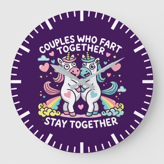 Par som håller ihop tillsammans - Unicorn Stor Klocka (Framsida)