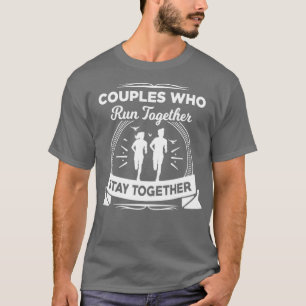 Par som springa tillsammans håller ihop t shirt