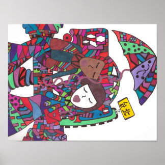 par som väntar på buss på poster