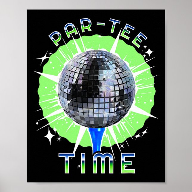 Par-T-tid, roligt Golf och Disco Party Poster (Framsidan)