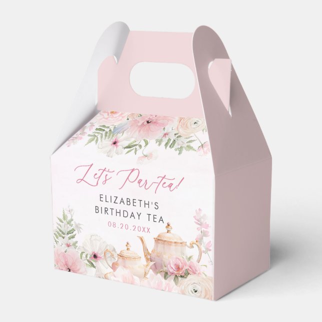 Par-tea Blommigt Tea Girl Födelsedagsfest Presentaskar (Framsidan Sidan)