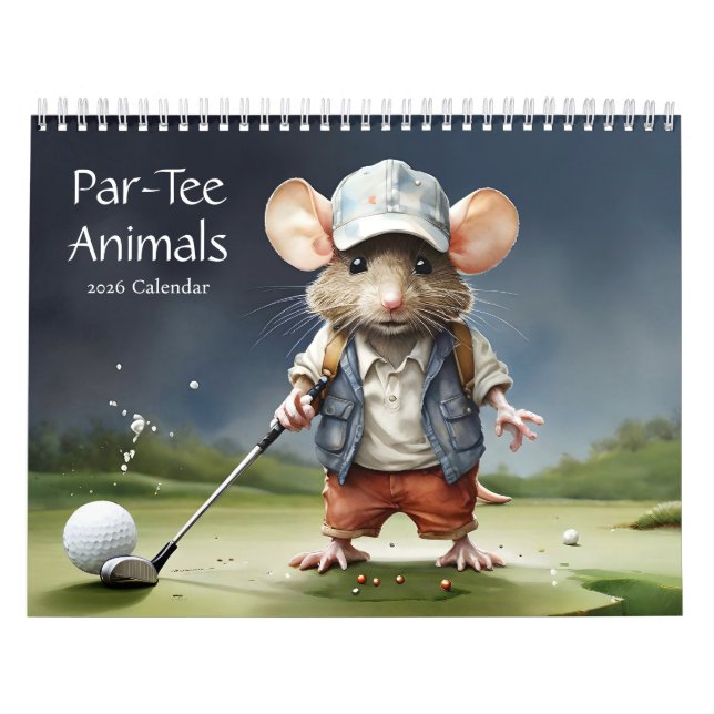 Par-Tee Animals A Year of Golfing Roligt 2026 Wall Kalender (Omslag)