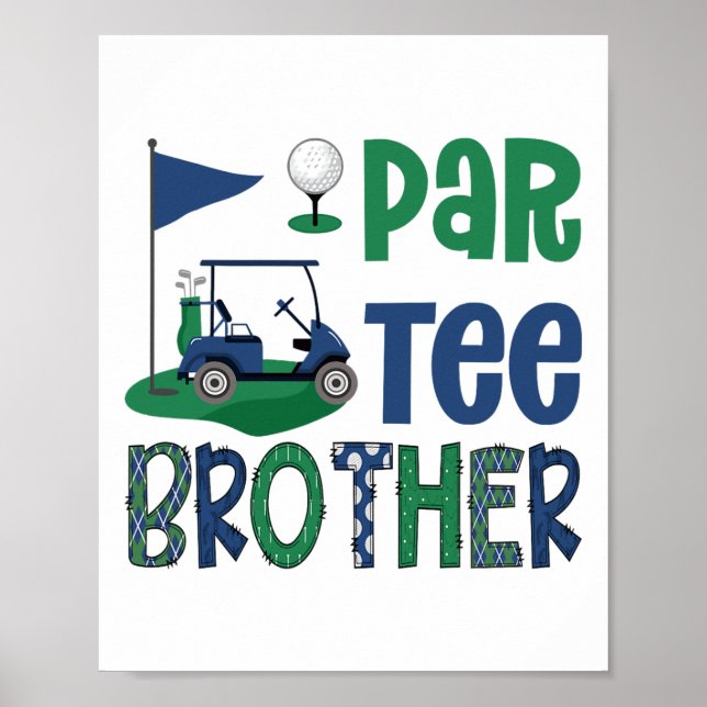 Par-tee Bror Golfälskare Födelsedagsfest Familj M Poster (Framsidan)