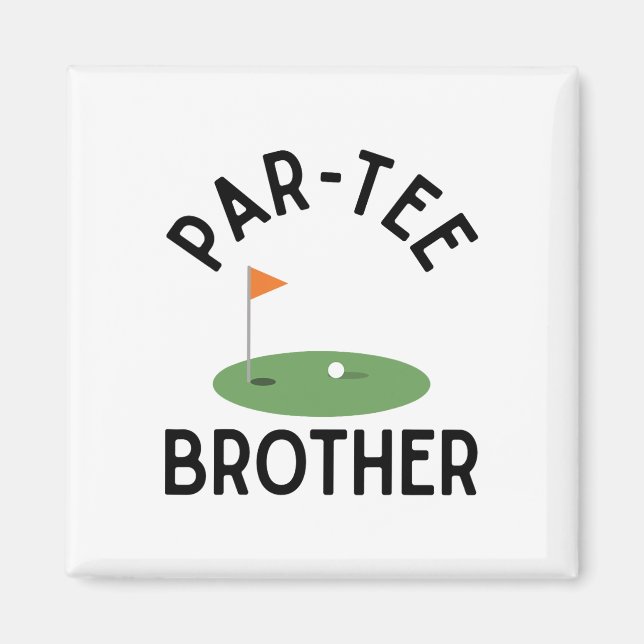 Par Tee Bror Rolig Golf Födelsedagsfest Familj M Magnet (Framsidan)